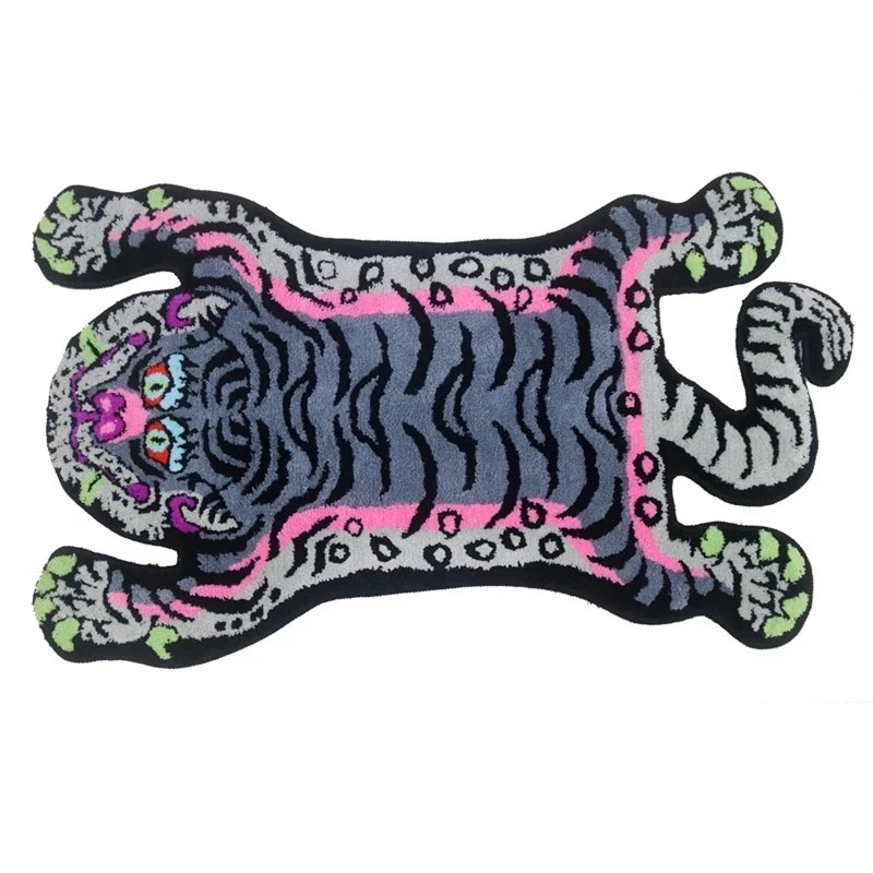 tapis tufté polyester antidérapant motif tigre orange noir créatif moderne salon chambre bain toilette
