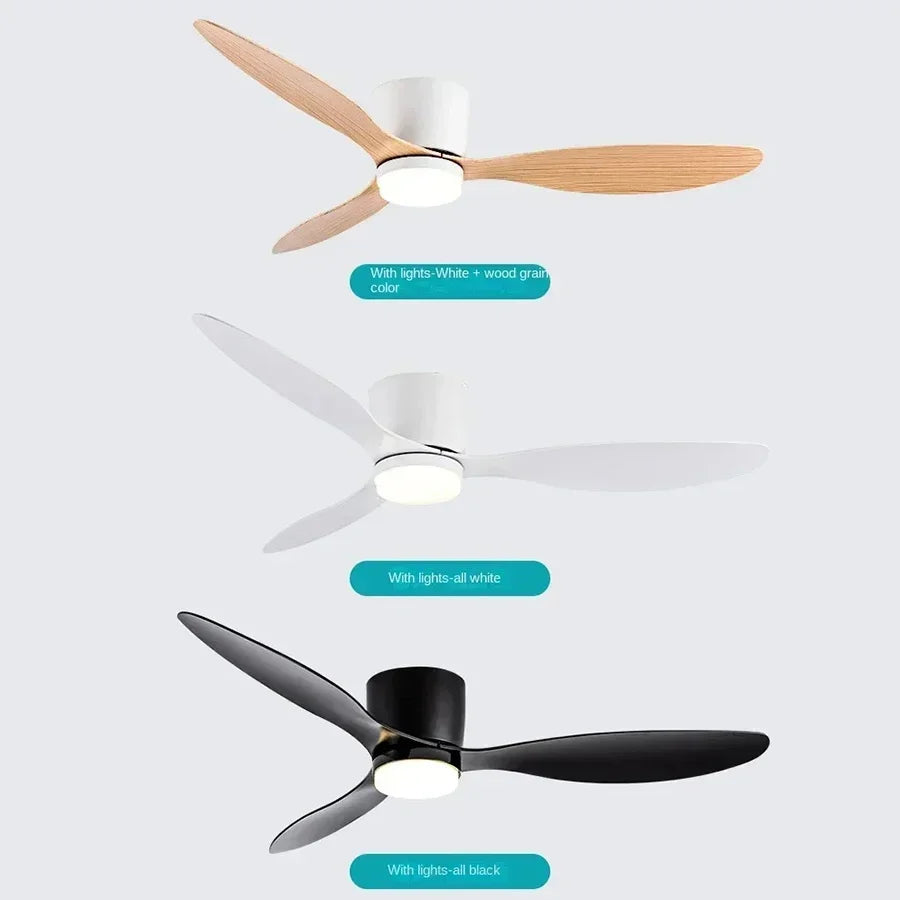 ventilateur led moderne télécommande blanc bois noir minimaliste