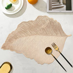 placemat moderne feuille dorée argenté rose élégant assiette cuillère fourchette