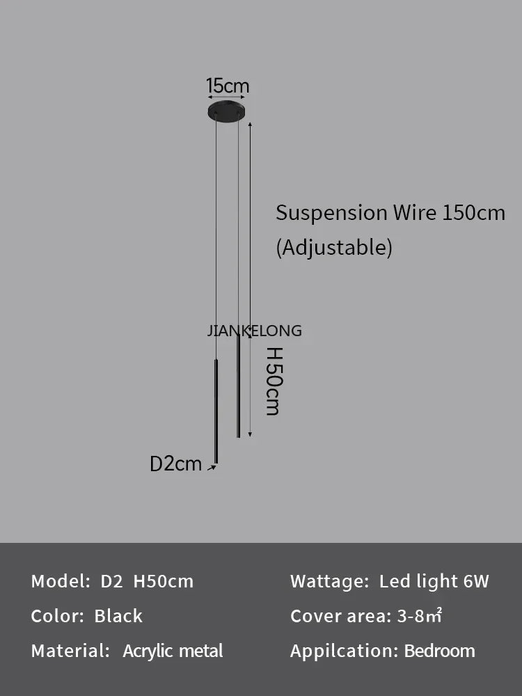 lumière suspendue moderne noire acrylique 4000K 3000K 6000K chambre salon