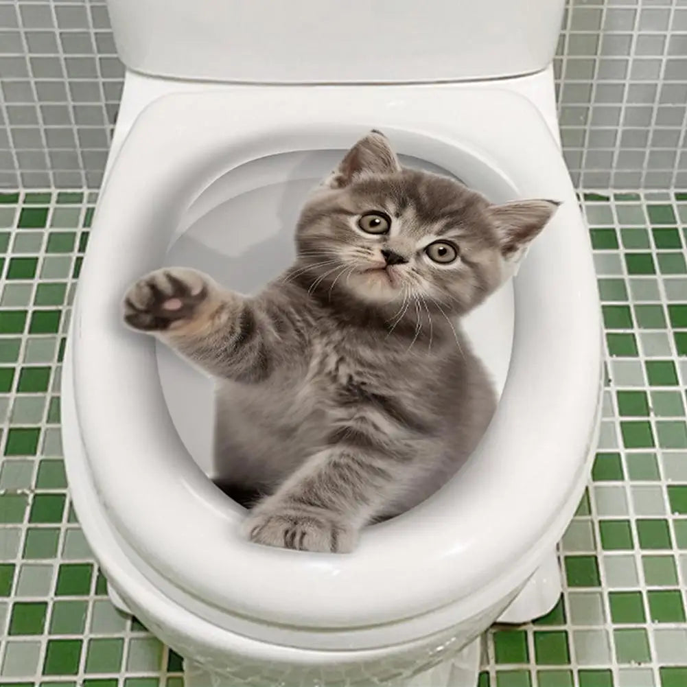 toilettes chat blancs adhésifs animaux moderne salle bains couverture imprimée bricolage