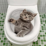 toilettes chat blancs adhésifs animaux moderne salle bains couverture imprimée bricolage