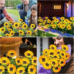 fleur artificielle solaire jaune moderne décoration extérieure pelouse lumineuse led piquet métallique fixe