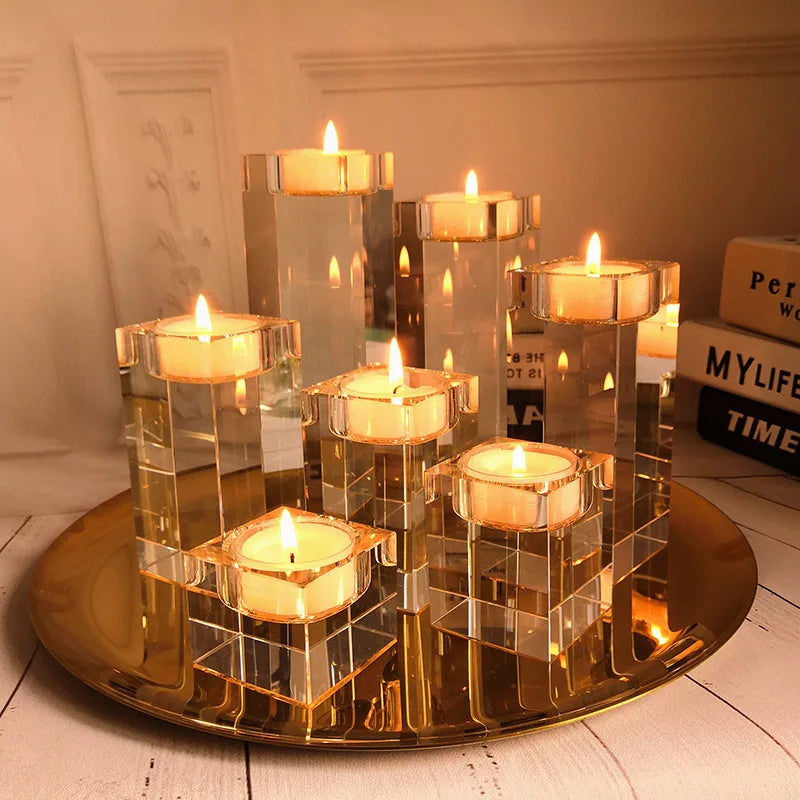 bougeoirs transparents modernes adhésifs bougie décoration mariage fête casa 5x5cm