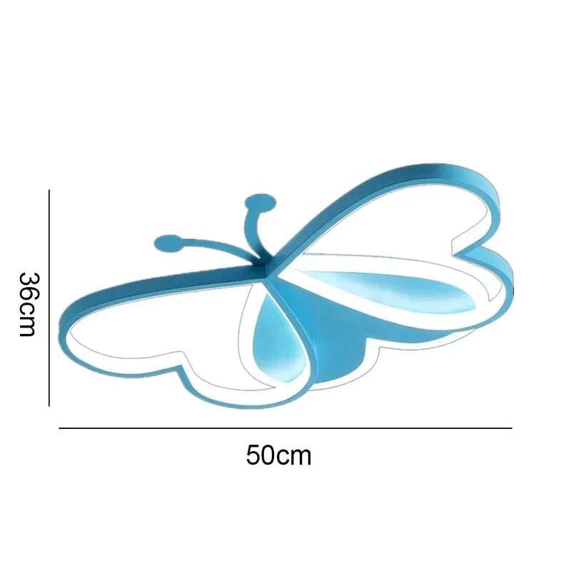 lampe moderne bleu rose papillon stylisé chambre enfant éclairage quotidien télécommande surface opaque