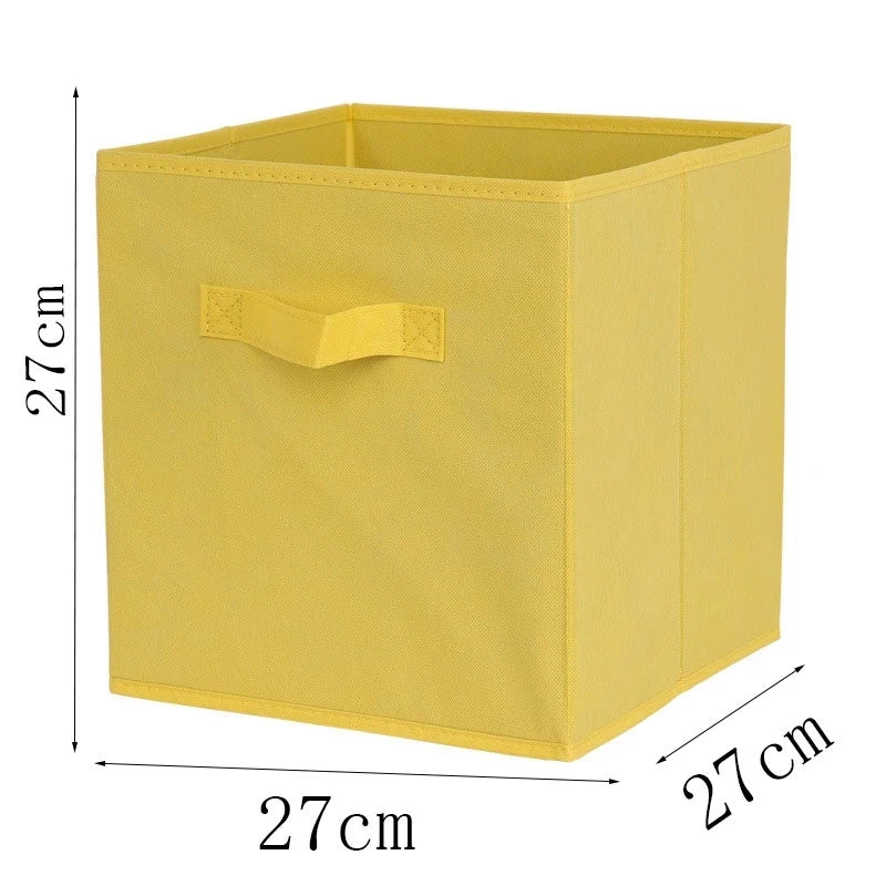 boîtes rangement pliables tissu uni moderne bleu marine beige jaune vert poignées détachables respectueux