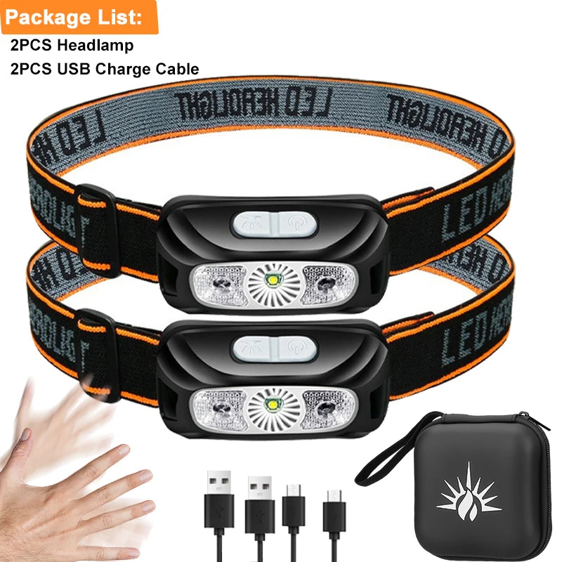 lampe frontale rechargeable noir rayures logo led headlamp moderne pratique ceinture ajustable