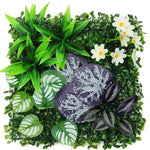 panneau mural plantes artificielles herbe verte fleurs blanches décoration jardin extérieur mur extérieur décoratif