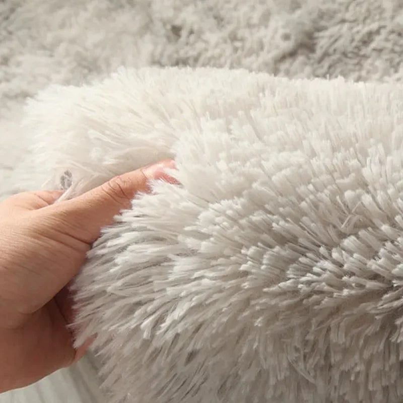 tapis rond peluche douce moderne rose blanc floral chambre salon extérieur