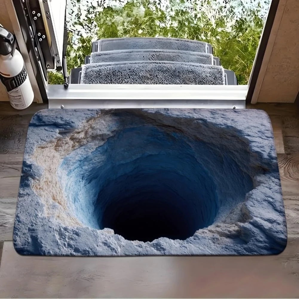tapis sol moderne texture roche bleu beige noir antidérapant résistantextérieurintérieur