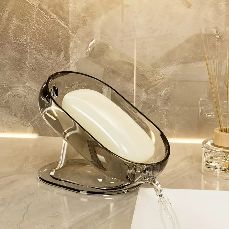 porte savon transparent moderne savon blanc luxueux mini baignoire pied stable aspect brillant