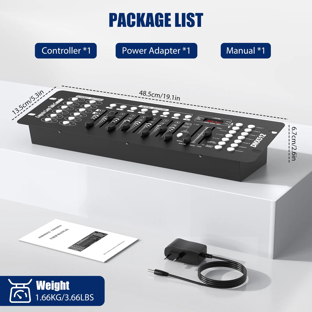 contrôleur d'éclairage scène DMX 512 LED professionnel 192 canaux console autoinstallation moderne