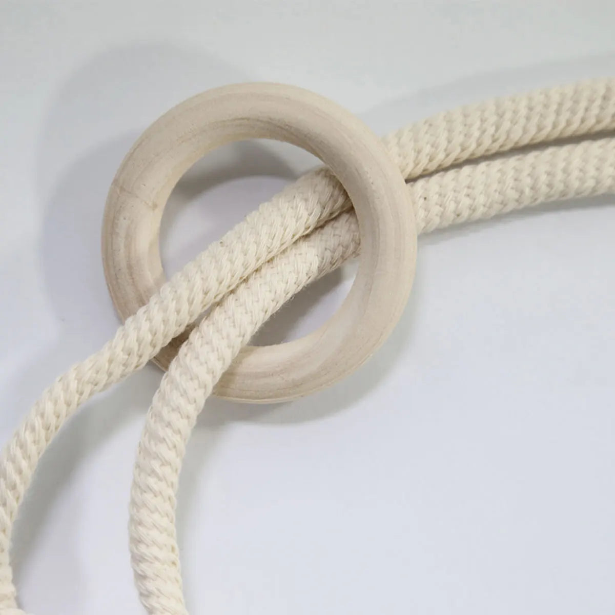 corde rideaux tressée bois anneaux rustique bohème beige clair fixations naturelles