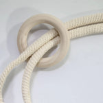 corde rideaux tressée bois anneaux rustique bohème beige clair fixations naturelles