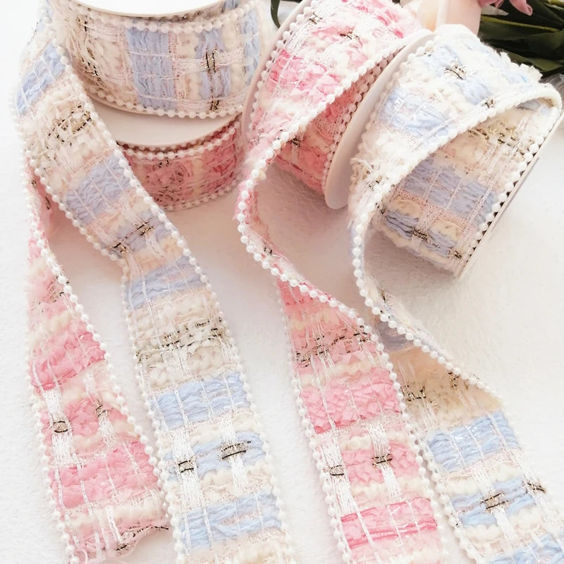 rubans tissés patchwork couleur unie vintage chic cheveux accessoires diy noeuds dorésOpaque