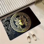 tapis noir doré ornement grec floral antidérapant extérieur résistant élégance adhésif salon chambre bain