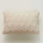 housse coussin décorative peluche géométrique moderne 30x50cm roseclair blancbeige grisclair