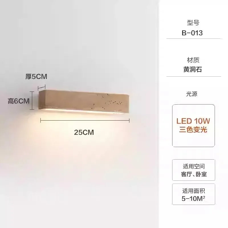 applique murale led moderne pierre naturelle texture marbrée beige marron clair éclairage minimalisteintérieurextérieur