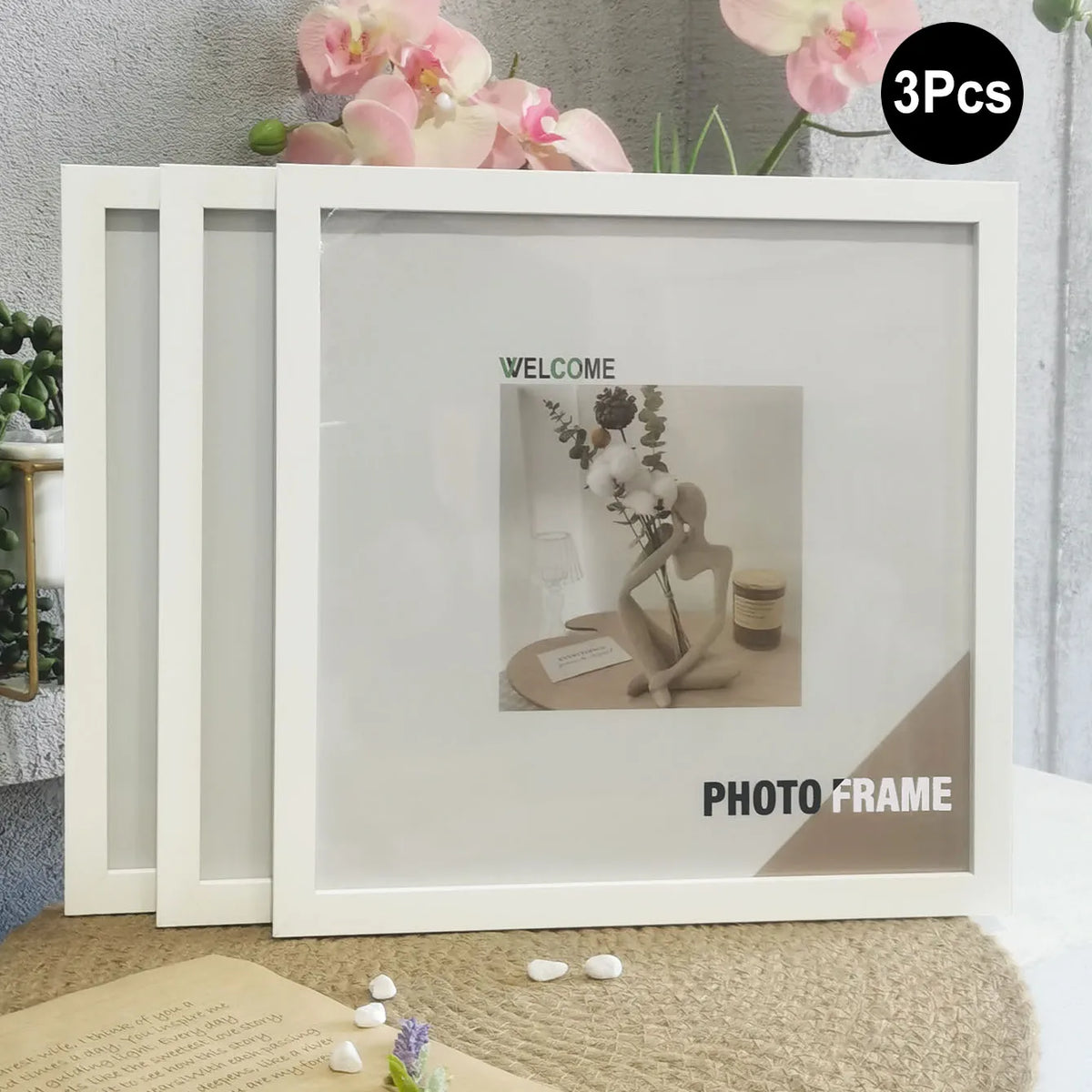 cadres photo modernes noir blanc bois 15x15cm 20x20cm 25x25cm 30x30cm mur