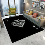 tapis moderne polypropylène rectangle aubusson cœur géométrique noir or blanc bleu salon chambre