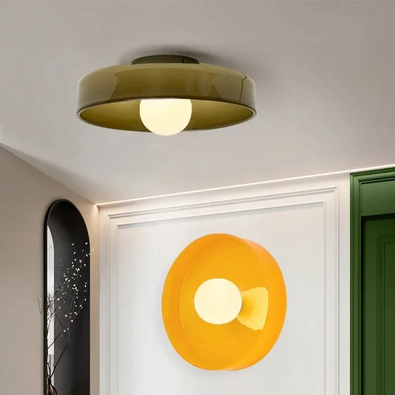 lampe led moderne vert jaune noir blanche adhésive rond lisse opaques chambre salon