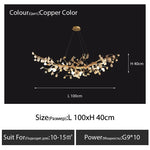 suspension lumineuse moderne dorée branches fleurs transparentes cristal haute luxure