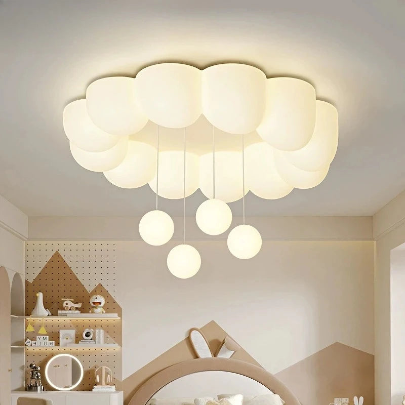 lampe suspendue moderne nuage boules blanc chambre décoration led enfants