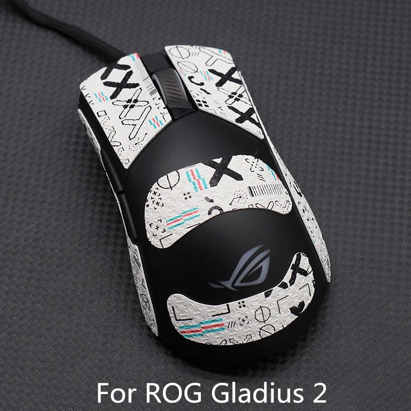 autocollants antiderapants noirs motif geometrique souris gaming rog gladius deux trois