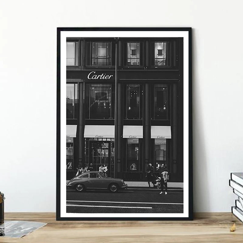 affiche cadre noir bâtiment classique noir blanc décoration murale salon maison vintage