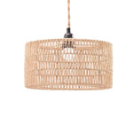 suspension lumineuse tissée fibre naturelle rustique boho chic opacité beige câble noir connecteur métallique