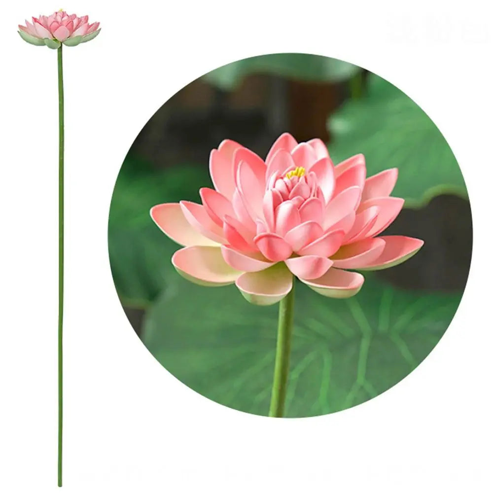 fleur artificielle lotus tige longue décoration intérieure vert rose blanc naturel détaillé Pods Feuilles