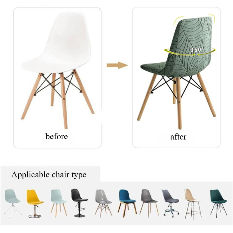 housse chaise moderne feuilles vert élastique antidérapante coussin polyester durable chambre restaurant mariage banquet