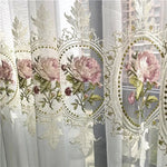 rideau floral transparent brodé classique rose blanc vert 100 polyester