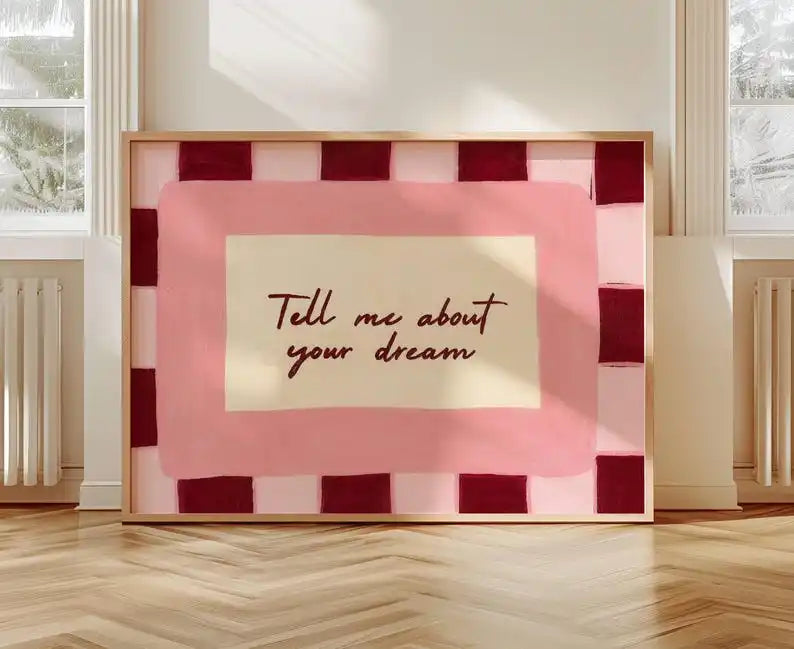 tableau impression toile rose moderne calligraphie chambre salon décoration sans cadre horizontal bedroom living