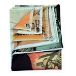 rideau moderne graphique noir rouge jaune vert beige flamme photo intérieur