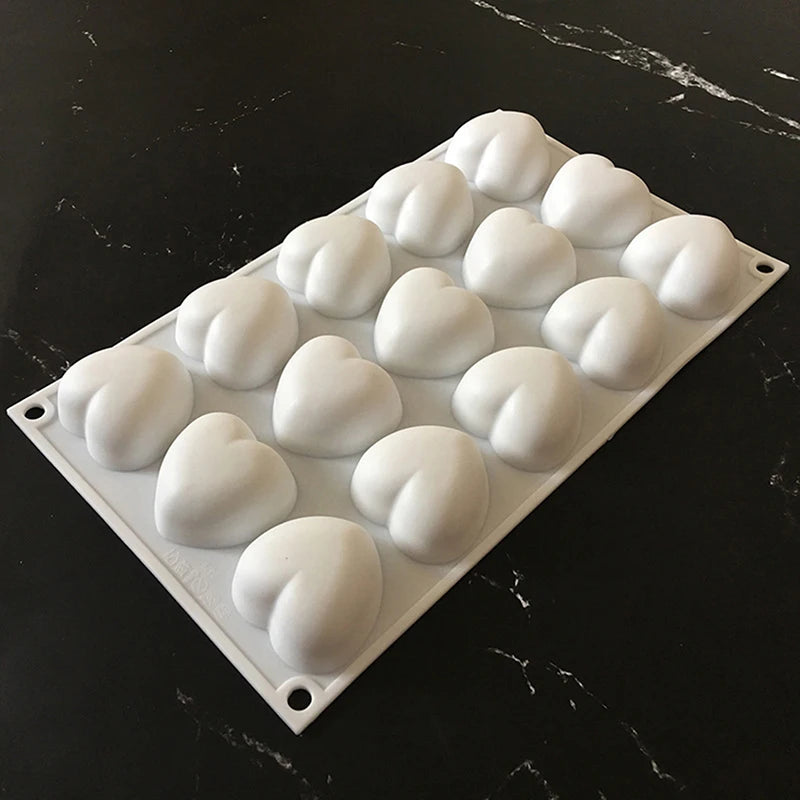 moule silicone forme coeur blanc cuisine pâtisserie desserts chocolat pudding gâteaux romantique