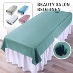 drap lit salon beauté blanc vert gris rose rayures horizontales coton confortable moderne lit