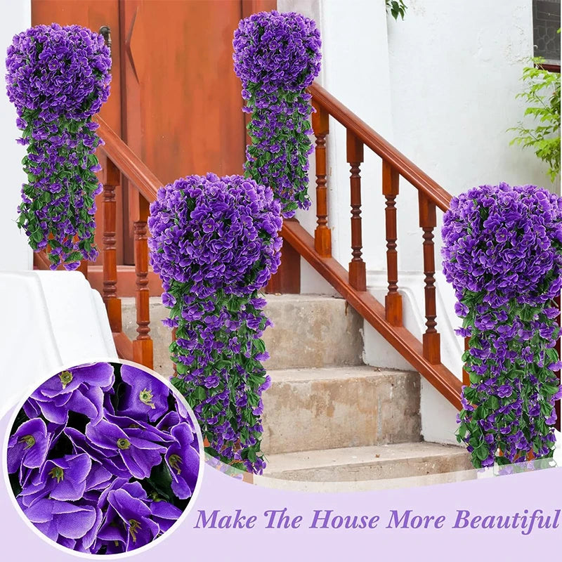guirlande artificielle violettes fleurs modernes decoration maison intérieure 80cm boite
