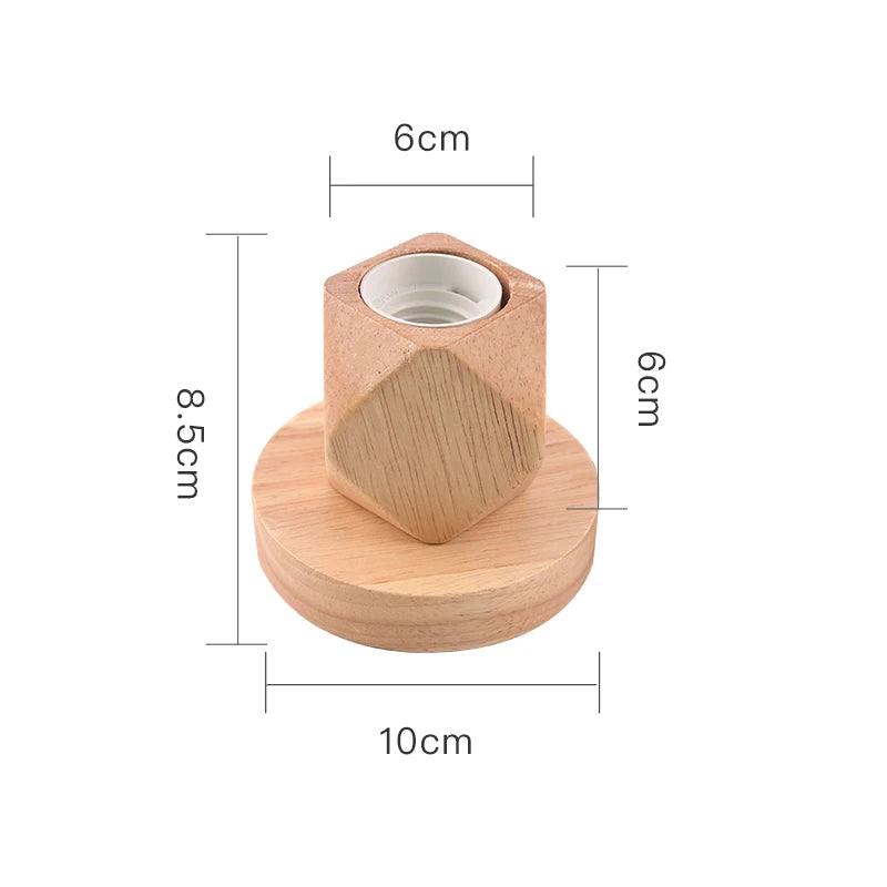 base lampe bois naturel blanc moderne minimaliste fixée E27 câble électrique interrupteur