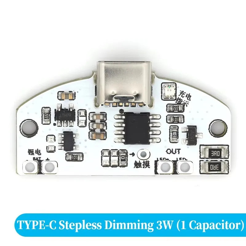 charge usb tactile module circuit imprimé led switch gradation continue trois vitesses blanc vert