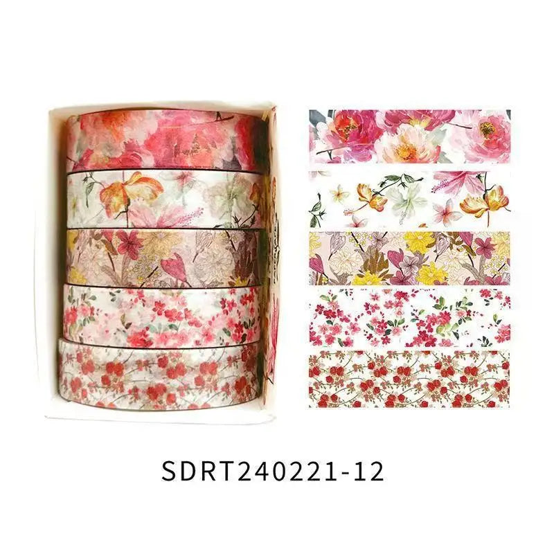 ruban adhésif décoratif multicolore fleurs papillons vintage floral boîte inclusion adhésif mignon étudiant cadeau