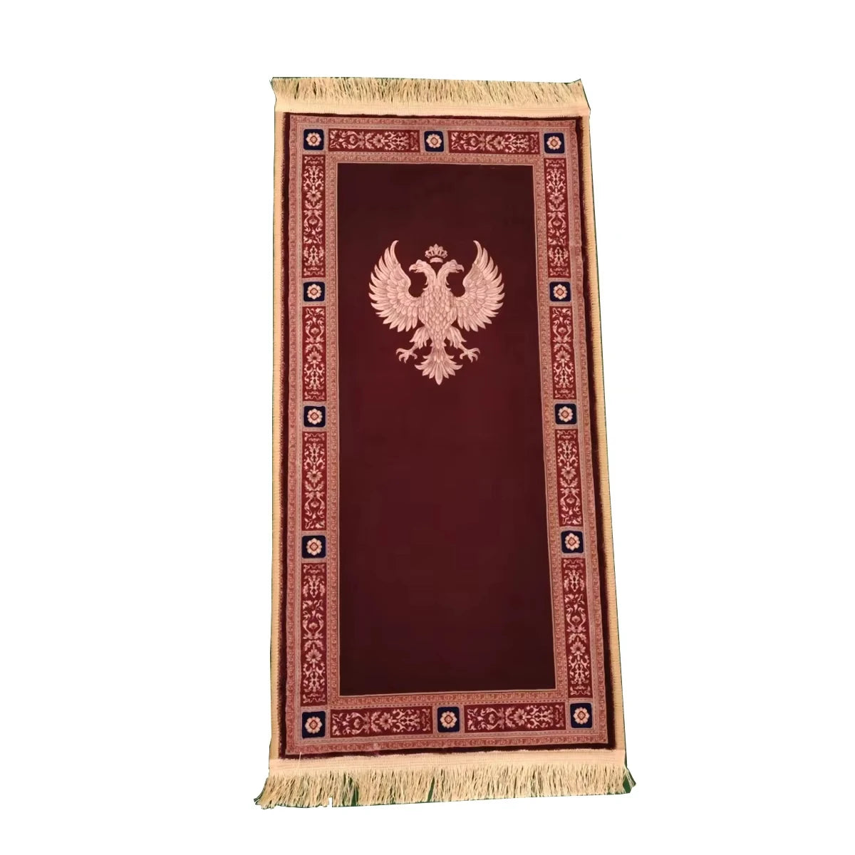 tapis noir rouge ornamental oiseau croix géométrique polyester caoutchouc maisonFRINGES