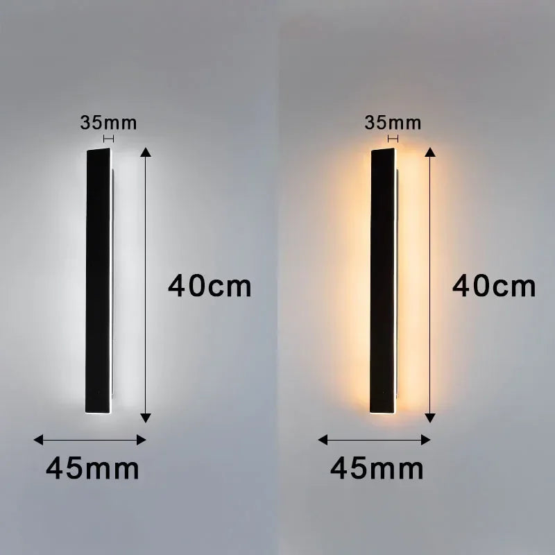 lampe murale led moderne noire frosted 40cm 60cm 80cm 100cm 120cm