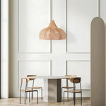 suspension rotin tressé naturel moderne rustique chaîne métallique opacité 60cm chambre restaurant