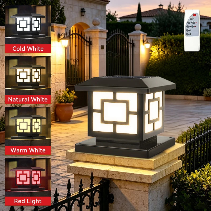 lampe solaire led extérieure moderne noir carré géométrique télécommande couleurs étanche piscine jardin couloir