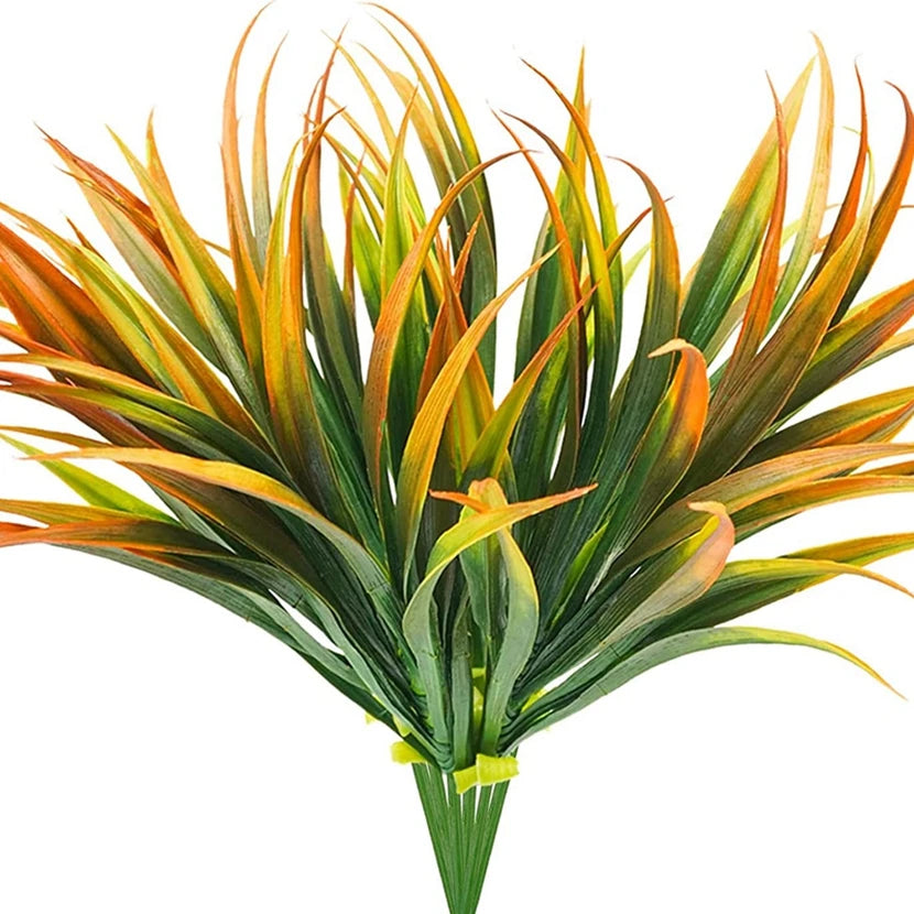 plantes artificielles herbe feuilles vertes modernes décoration intérieure extérieur minimaliste festive couleur rouge orange