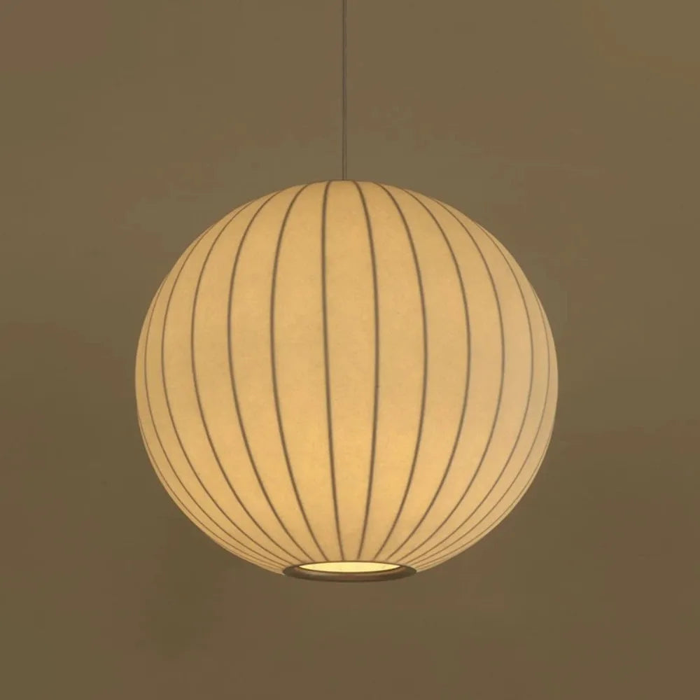 Lampe suspendue moderne blanche rayures noires tissu soie pied métallique fer autonome chambre restaurant