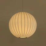 Lampe suspendue moderne blanche rayures noires tissu soie pied métallique fer autonome chambre restaurant