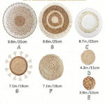 assiettes decoratives boho assiettes rondes motifs geometriques motifs floraux texture tisse naturel beige