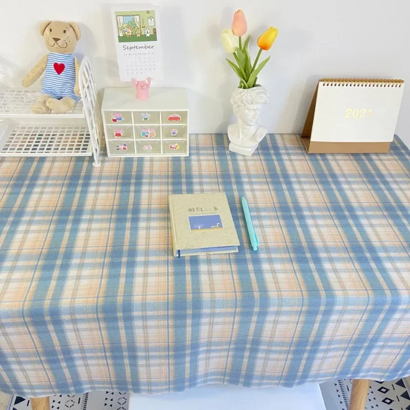 nappe rectangulaire carreaux bleu clair rose moderne polyester maison mariage fête